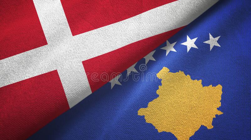 denmark kosovo two flags textile cloth fabric texture denmark kosovo two folded flags together 182591028